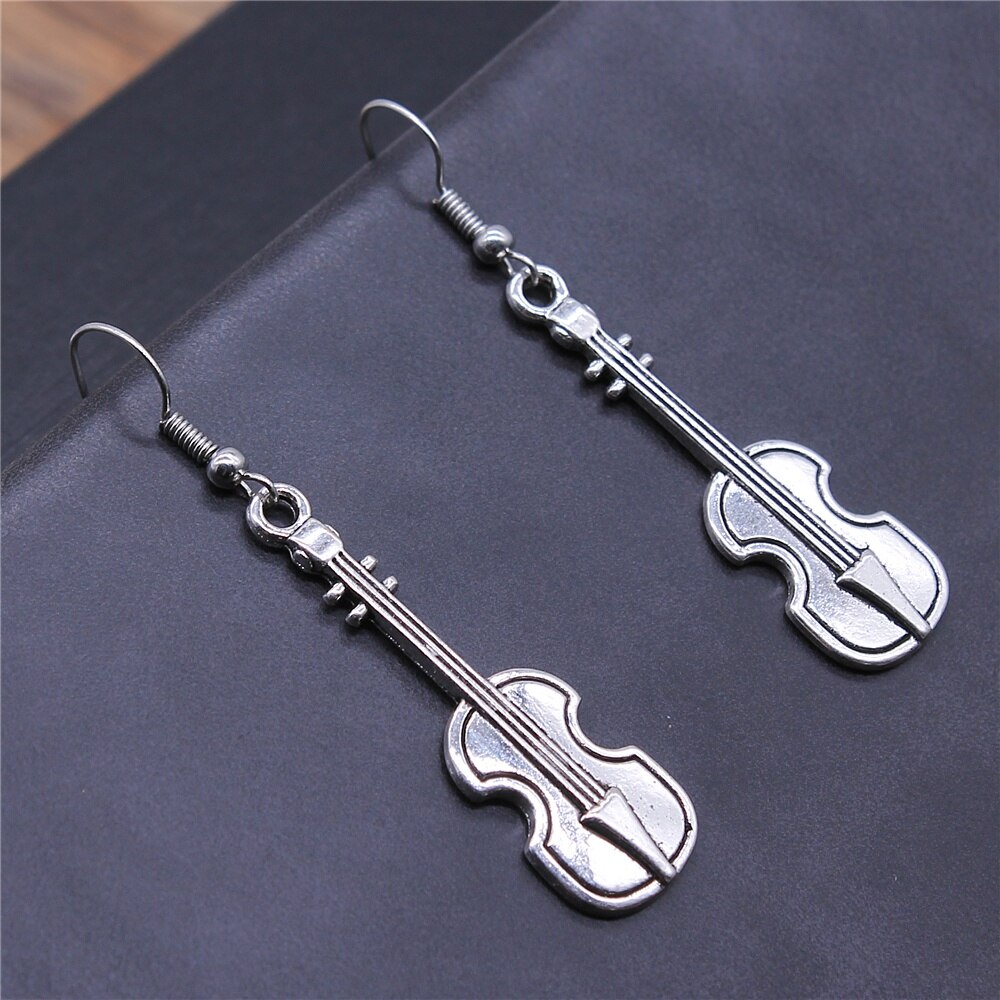 Musical Jewelry Earrings Musical Note Microphone Drum Guitar Violin Shaped Dangle Earrings For Girls Women: E1-B13474