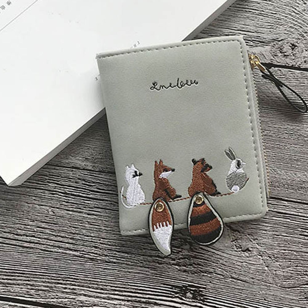 Women Wallet Lovely Cartoon Animals Short Leather Female Small Coin Purse Hasp Zipper Purse Card Holder For Girls #5