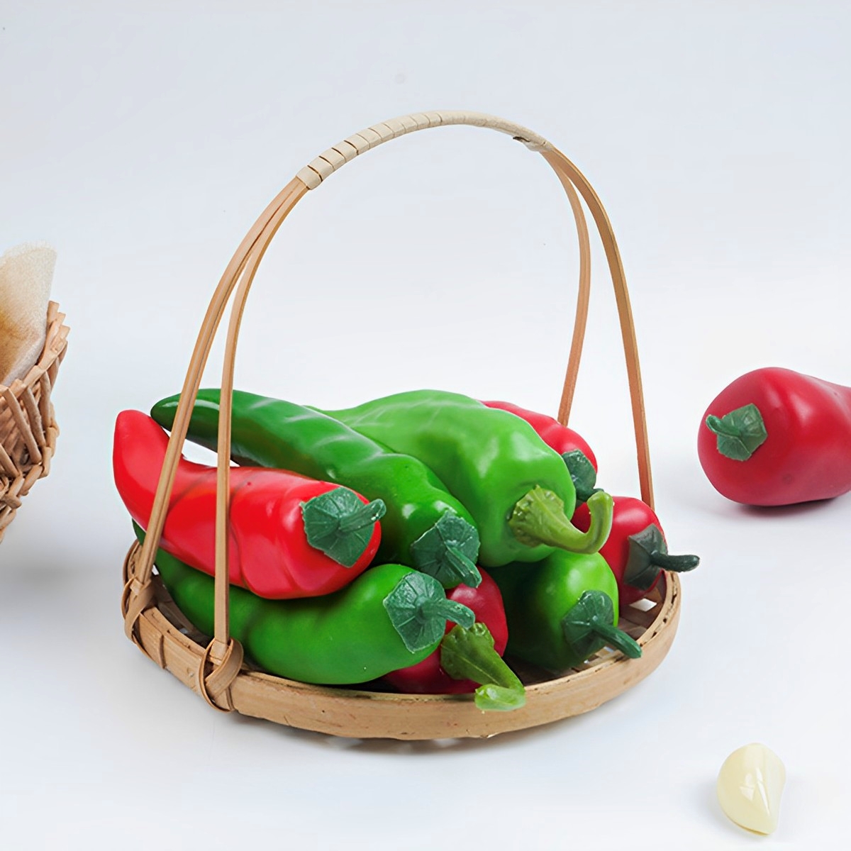 7pcs Pepper Green Pepper simulated vegetables Artificial PE Fruit Model Party Kitchen Decoration Shooting props