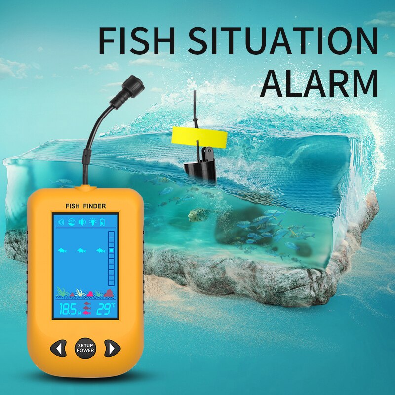 Erchang Portable Fish Finder Water Depth Temperature Echo Sounder Wired Sonar Sensor Transducer Fish Finders