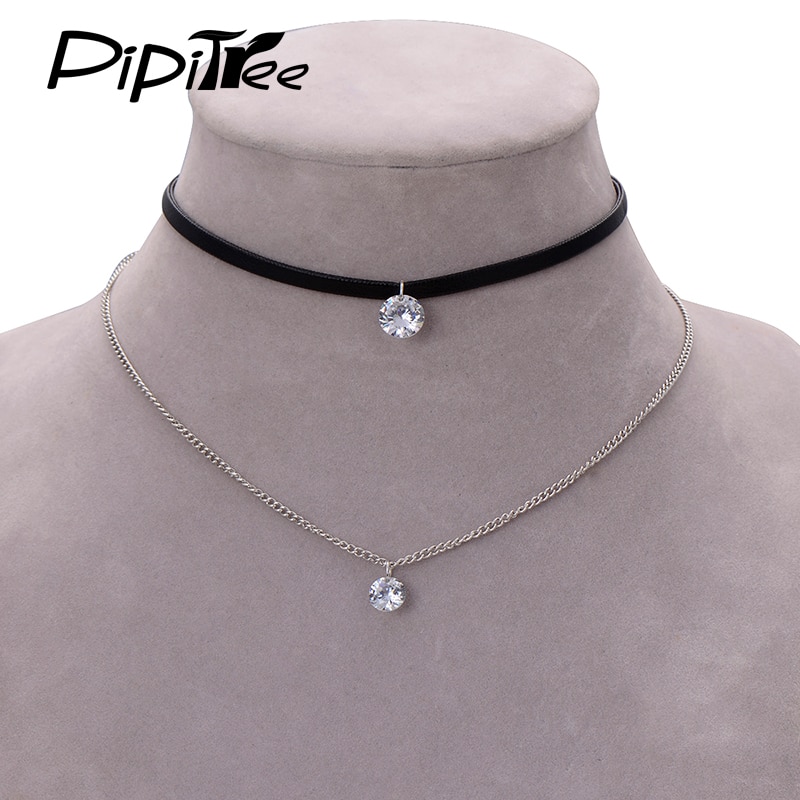 2018 nuovo Arrivo In Pelle Alla Moda Della Collana Del Choker con il Cristallo Di Fascino Collane &amp; Pendenti Con Gemme E Perle per Le Donne Ragazze Gotico Collier