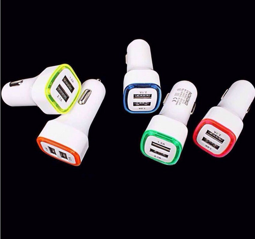 2.1A+1A Dual 2 USB Port LED Car Charger Adapter for Universal Smart Phone Tablet