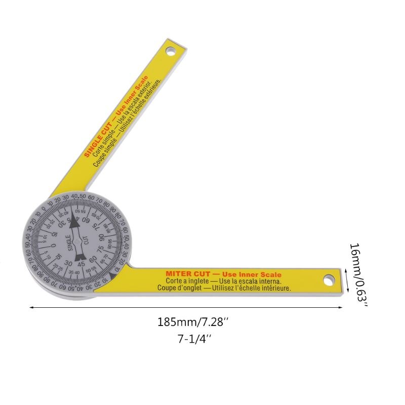 Verstekzaag Gradenboog Hoekzoeker Tool, 7 Inch Aluminium Verstek Gradenboog Verstekmeter Voor Binnenste Buitenhoek