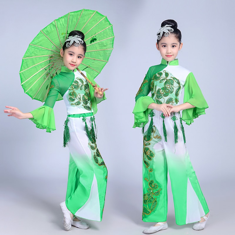 Traje de baile nacional de la etapa de paraguas de la danza clásica de las muchachas de la danza tradicional china