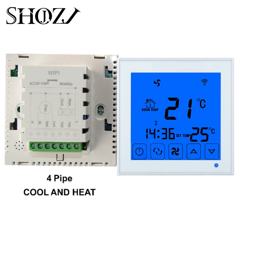 Smart Central Air Conditioner Temperature Controller 2P 4P Fan Coil Thermostat for heating/cooling Room Temperature: 4P WIFI