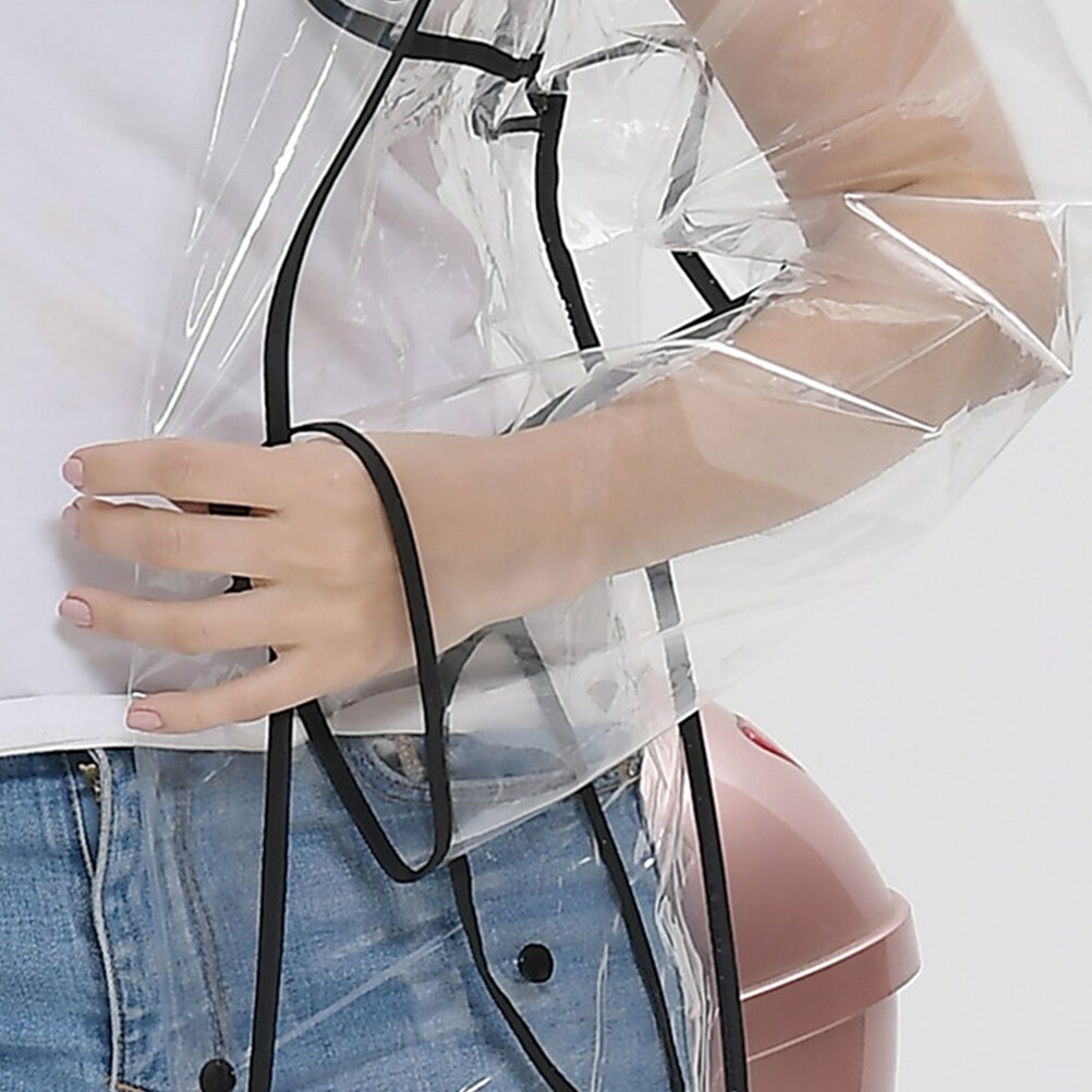 1 Pc Transparent Raincoat Thicken Mid-long Lovely Black Edge Slicker Hooded Rain Coat for Adults Female