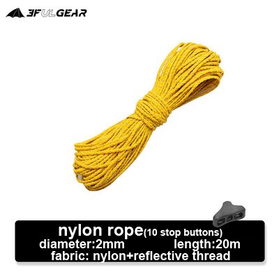 3F UL Gear – cordes réfléchissantes pour tente ou bâche, 4mm/2mm/1.5mm de diamètre, 2m/4m/20m: 20m Nylon 2mm