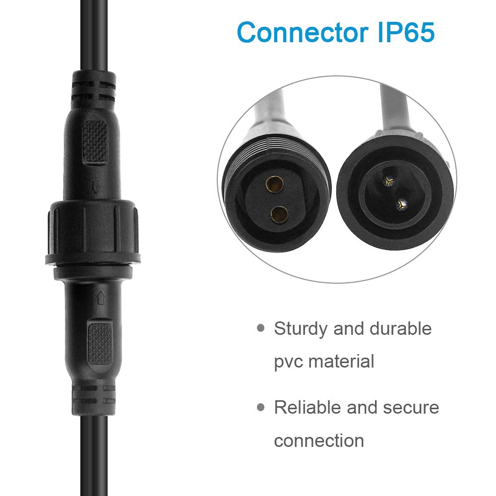 Conector LED impermeable de 2 pines, conector macho y hembra de 2 núcleos, IP65 con Cable de 20cm, 18AWG, 2x 0.75mm, tuerca de 21mm para LED JK1567, 5 pares