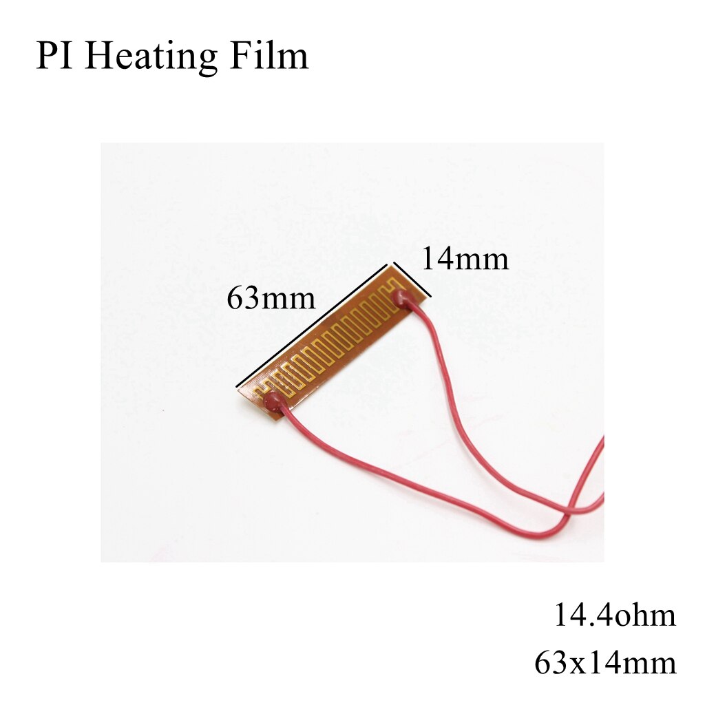 Film chauffant électrique 60x13mm, 5V 12V 24V 110V 220V PI, Film adhésif Polyimide, plaque chauffante électrique, tapis de panneau, feuille de carburant, huile moteur réservoir: 63x14mm