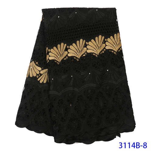 Black Latest French Lace Fabric Nigerian African Lace With Tulle Lace Fabric For Bridal YA3114B-2: Picture 8