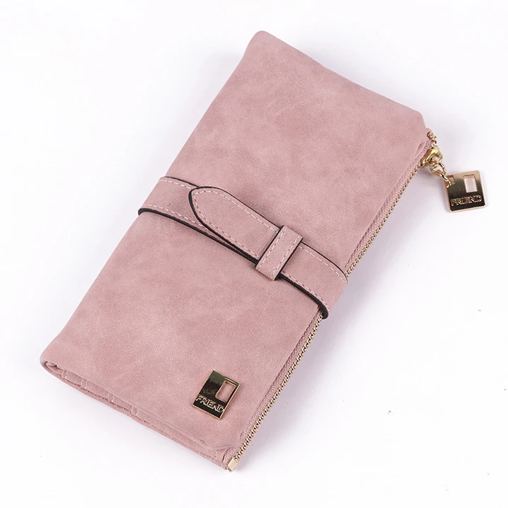 Women Wallets Drawstring Nubuck Leather Zipper Wallet Women's Long Purse Two Fold More Color Clutch: Clear
