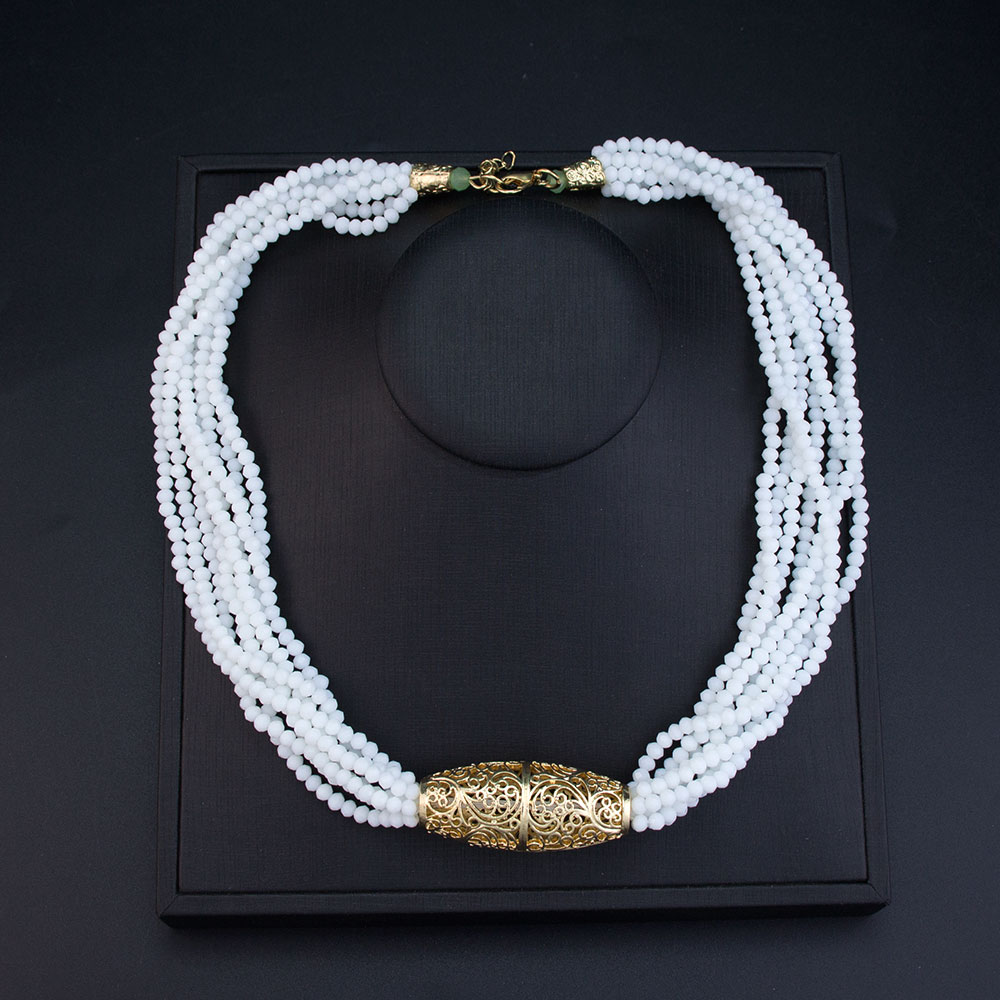 Sunspicems arabischer brautschmuck, kristallperlen-choker-halskette für damen, hochzeitsschmuck, goldfarben, marokkanisches design: Reine goldfarbe