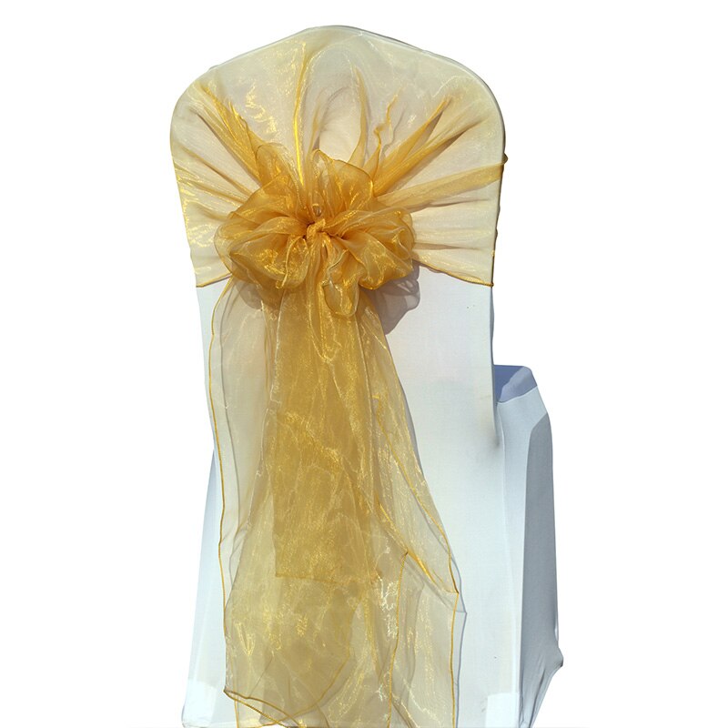 Cinta de Organza para silla, lazos para boda, , decoración de banquete de Navidad, tejido puro de Organza, 65x275 cm, 1 pieza/bolsa: gold