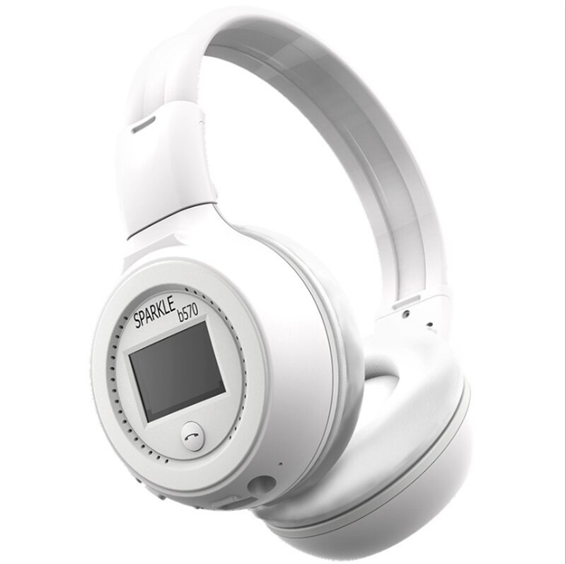 UNITOP ZEALOT-auriculares B570 auriculares inalámbricos con Bluetooth, estéreo, con pantalla LED, para música, soporta tarjeta SD y teléfono móvil: White