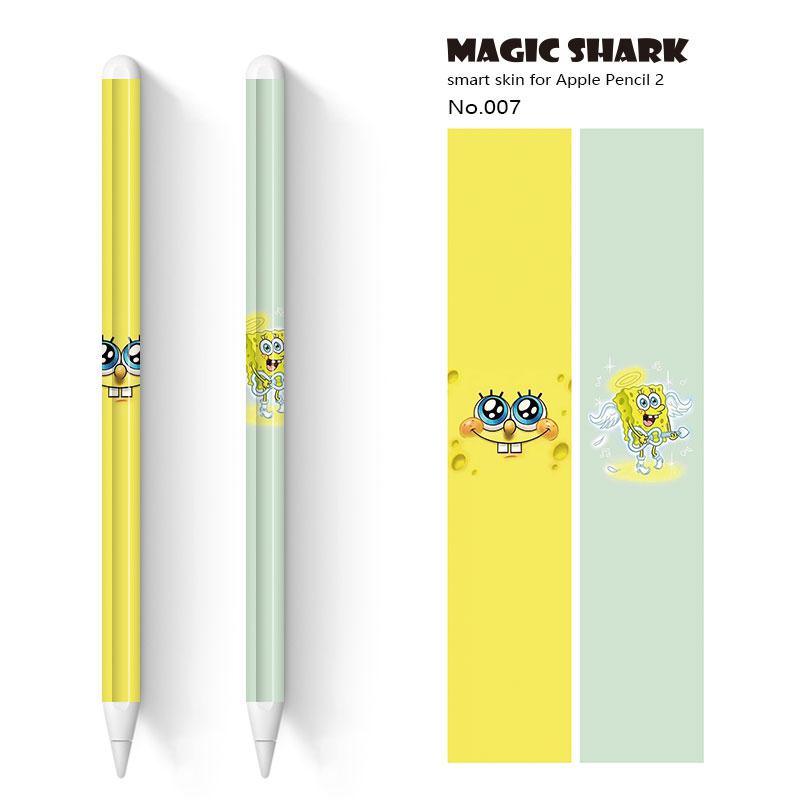 Magic Shark 2pcs/lot for Apple Pencil 2 Stickers Scratchproof Cute Cartoon Ultra Thin Stickers Touch Stylus Pen Sticker Paper: 007