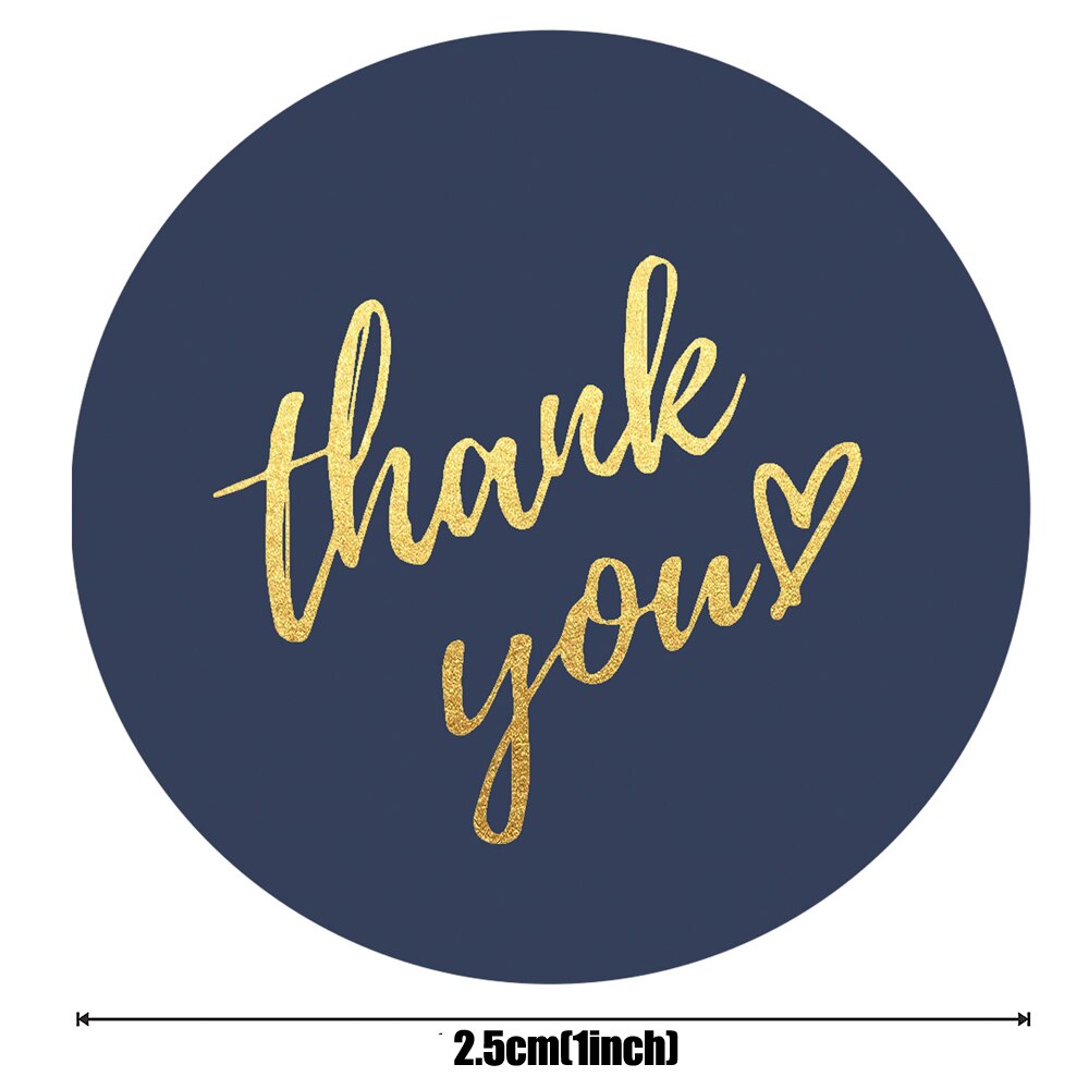 100-500pcs Blue Thank You Stickers Seal Labels 1inch Gold Foil Paper Decoration Sticker Handmade Wedding Labels Stationery