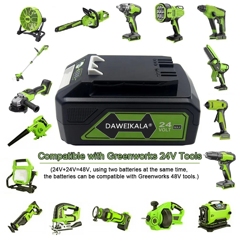 Neue Für Greenworks 24V 6,0 Ah Lithium-Batterie Greenworks Batterie für Greenworks 24V 48V Werkzeuge MO24B410 MO48L4211 HT24B210 21342