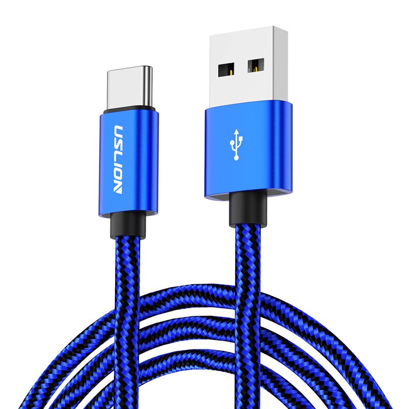 Uslion usb-type c-kabel voor samsung  s9 s8 note 9 xiaomi  mi 8 f1 usb-c snellaadkabel voor huawei mate 20 pro type-c-kabel: Blauw / 0.3m