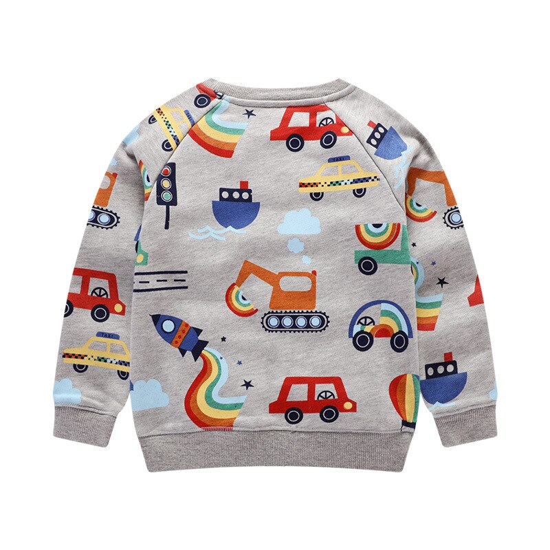 Meninos sweatshirts carro dos desenhos animados meninos camisolas para crianças pequenas hoodies roupas outono crianças camisas de manga longa algodão