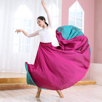Buikdansrok Dubbelzijdig Chiffon 360 Graden Klassiek Balletdans Lange Rok Warp Rokken Rode Rok Buikdans Outfit