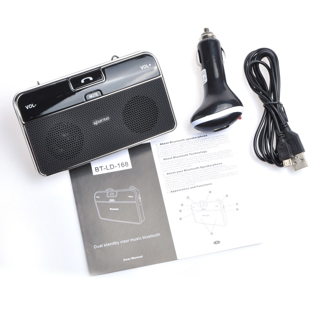 JINSERTA Solar- angetrieben Auto Freisprecheinrichtung Bluetooth Bausatz Hände freies Sonnenblende Lautsprecher mit Telefon Buch Stimme Aufruf