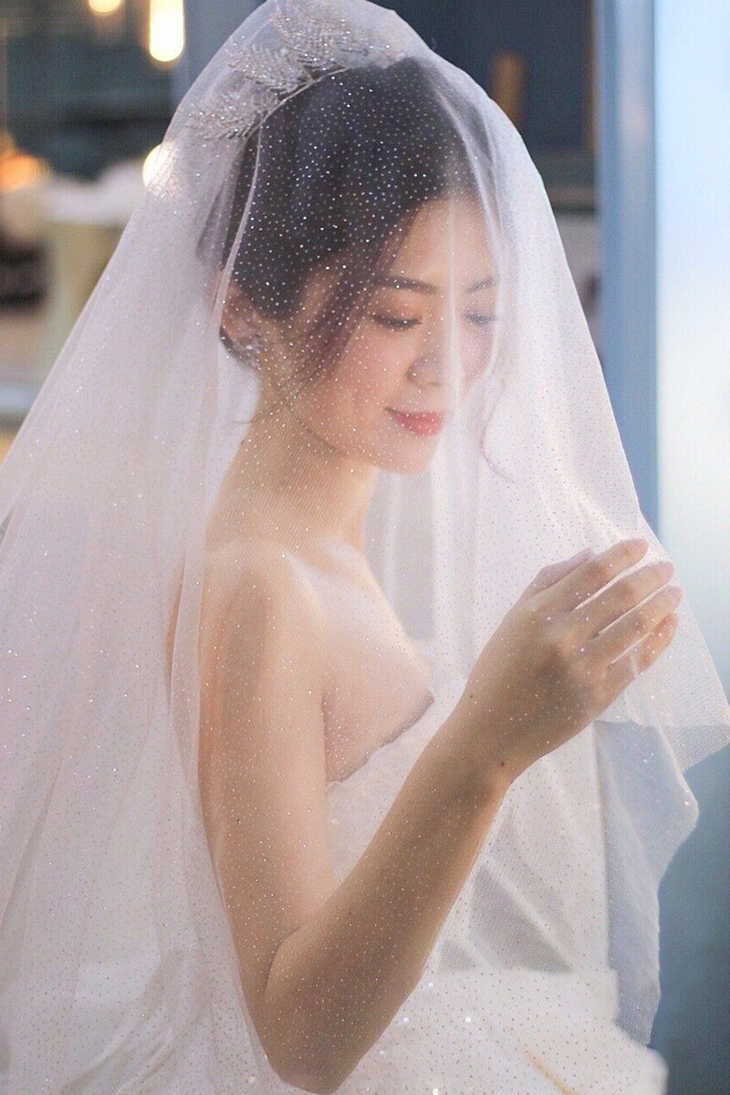 Sparkly Bling Bling Bridal Wedding Veils White Ivory Champagne Gold Long Cathedral Fireworks Sequined Veil With Comb 3X3.5Meters: Face-Cover White