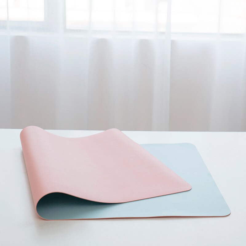 Large Size Office Desk Protector Mat PU Leather Waterproof Mouse Pad Desktop Keyboard Desk Pad Gaming Mousepad PC Accessories: Pink   Lake Blue