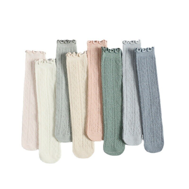 Todas as idades crianças menina verão malha fina redes transferência mosquito prova sobre-a panturrilha meias de algodão tuble