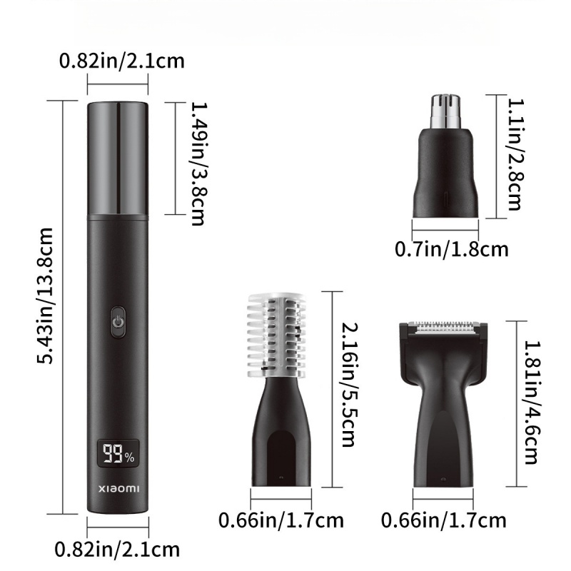 XIAOMI 3 in 1 Electric Rechargeable Nose Ear Hair Trimmer for Men Painless Sideburns Eyebrows Beard Hair Clipper Shaver: Default Title