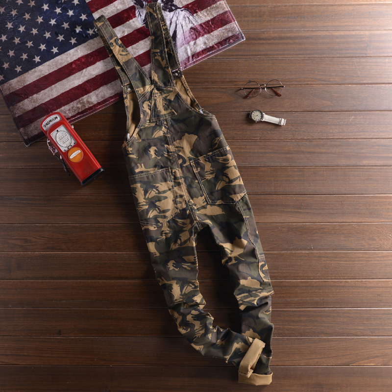 Heren overall broek lichtgewicht casual losse pasvorm walkshort jumpsuit knoop denim rompers camouflage overalls jeans