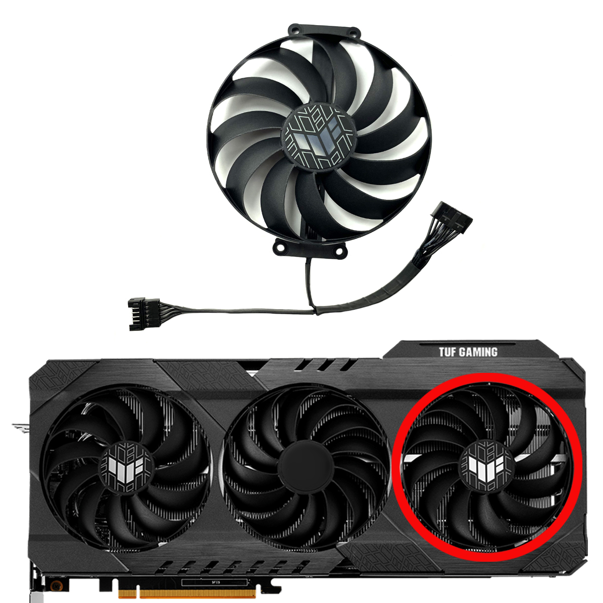 For ASUS TUF RX6700XT 6800 6800XT 6900XT 6950XT GAMING OC Graphics Card Replacement Fan: Red