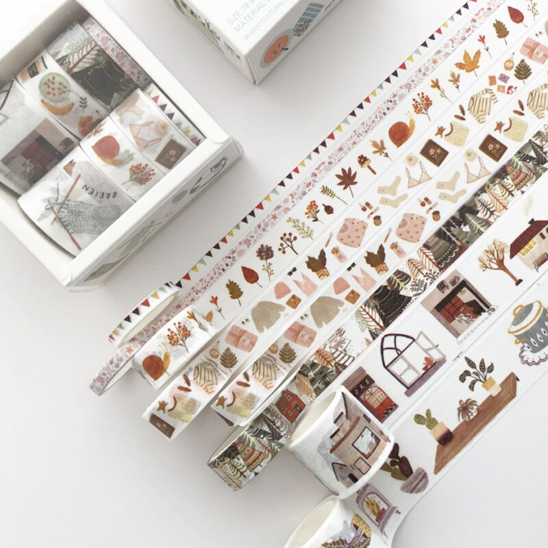 Mohamm 8pcs/lot Flamingo Fruit Washi Tape Paper Craft Masking Scrapbooking Sticker Journal Album Diy Paper Tape Set Stationery: C