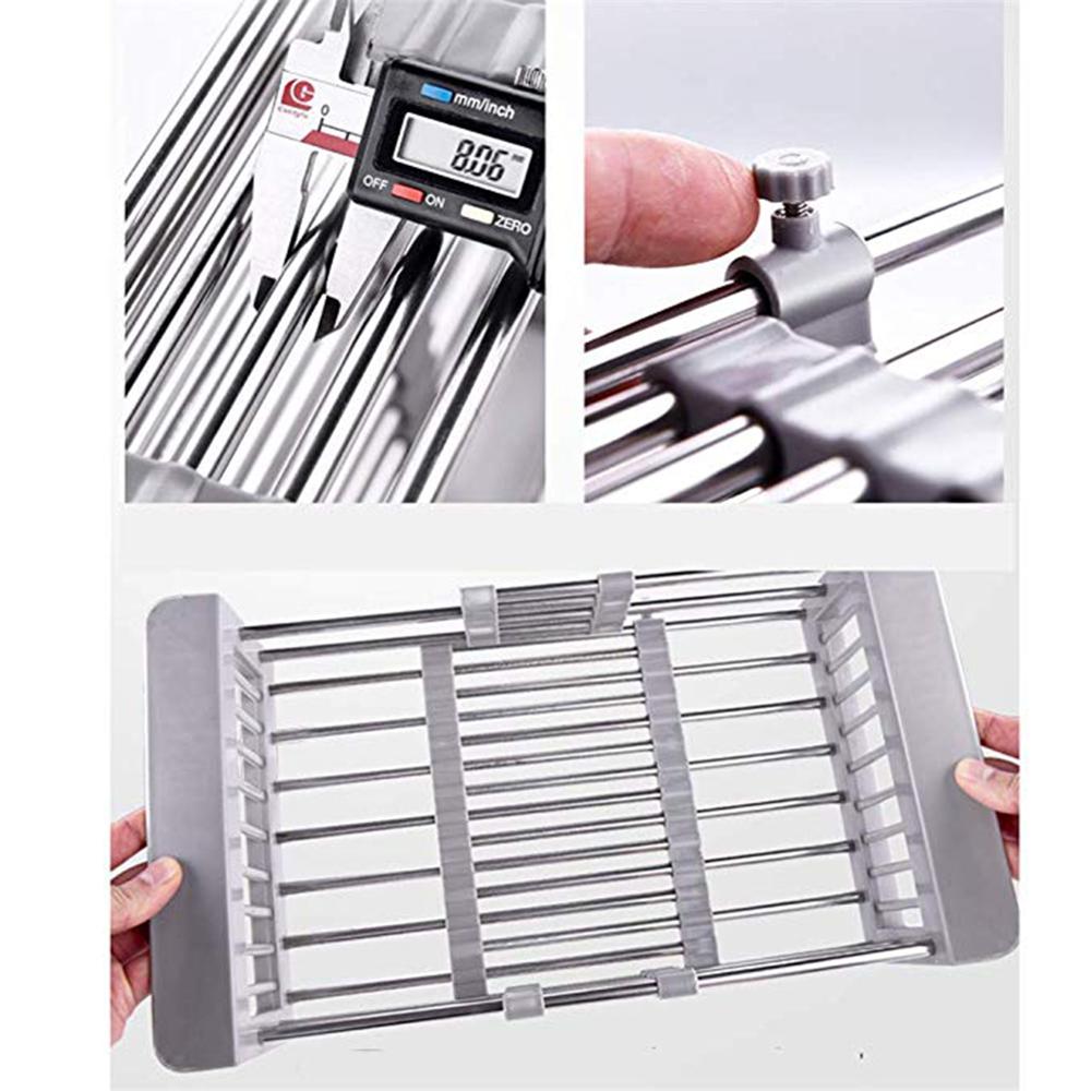 Adjustable Dish Drainer Stainless Steel Telescopic Kitchen Sink Dish Insert Kitchen Storage Organizer Fruit Drying Dish Rack