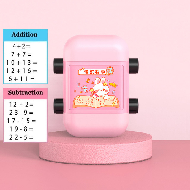Double-head Math Practice Number Rolling Stamp Addition Subtraction Question Stamp Within 100 Maths Questions Digital Roller: black