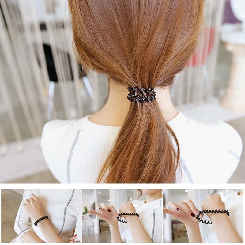 9pcs Elastic Hair Bands Colorful Spiral Hair Ties Telephone Wire Hair Accessories Girls Elastic Hair Bands Headband