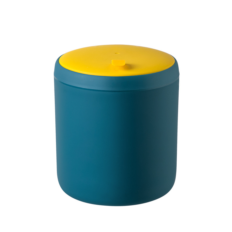 Mini cubo de basura de escritorio, cesta de basura de plástico para mesa del hogar, suministros de oficina, caja de barril de artículos diversos: Azul