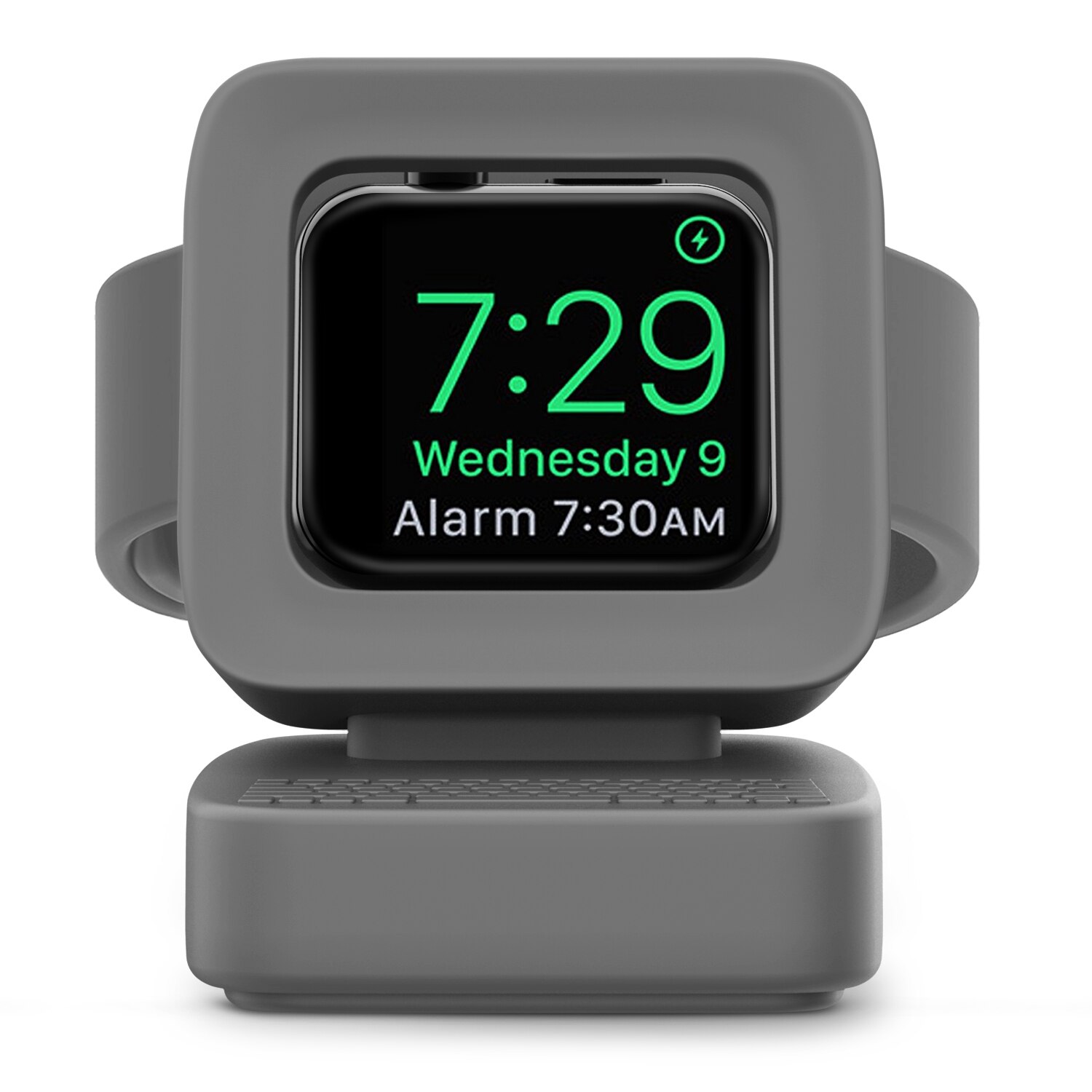 Mapuce oplader stativmonteret silikone dock holder til apple watch serie 3/2/1 opladerkabel til apple iwatch serie 42mm/38mm: Grå