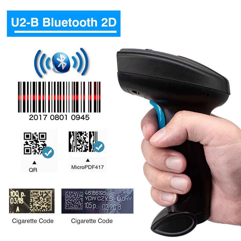 HSTEM 1D 2D Barcode Scanner Handheld 2.4G Bluetooth Wireless USB Wired Bar Code Reader Support For Data Matrix PDF417 QR Code: 2D Bluetooth