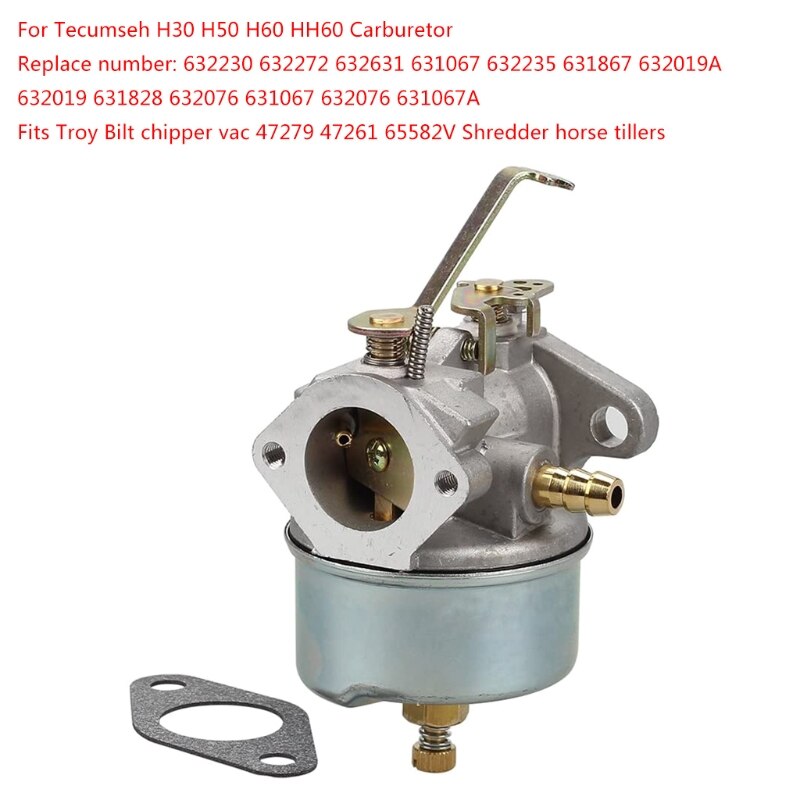 632272 Carburetor with Gasket for Tecumseh Carb H30 H50 H60 HH60 632230 632631-63182 5HP 6HP Troy-Bilt Hose Tiller Engin
