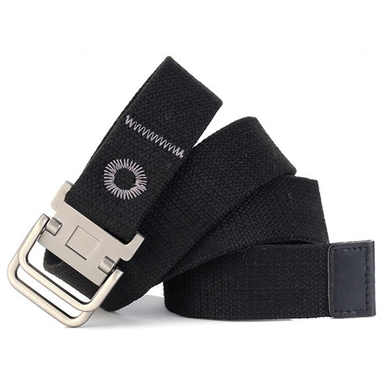Mænds bælte fortykket lærredbælte dobbelt spænde holdbart cowboybuksebælte til udendørs sport  a66