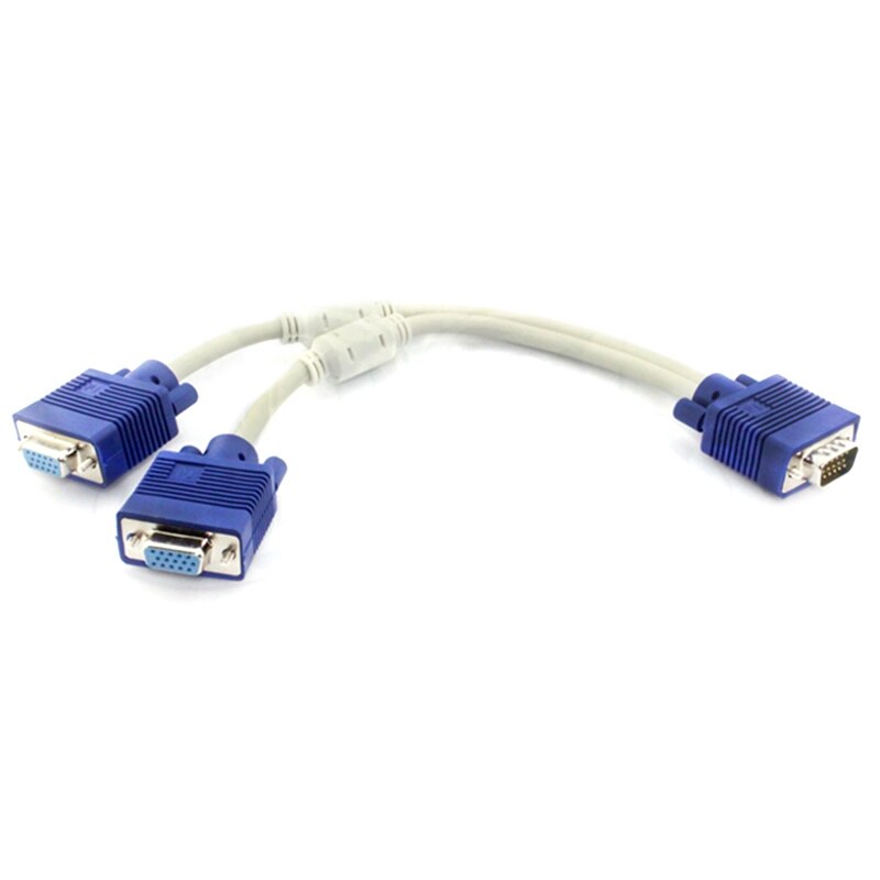Cable divisor VGA para ordenador, conector adaptador de doble 2 monitores, 15 Pines, dos puertos macho a hembra