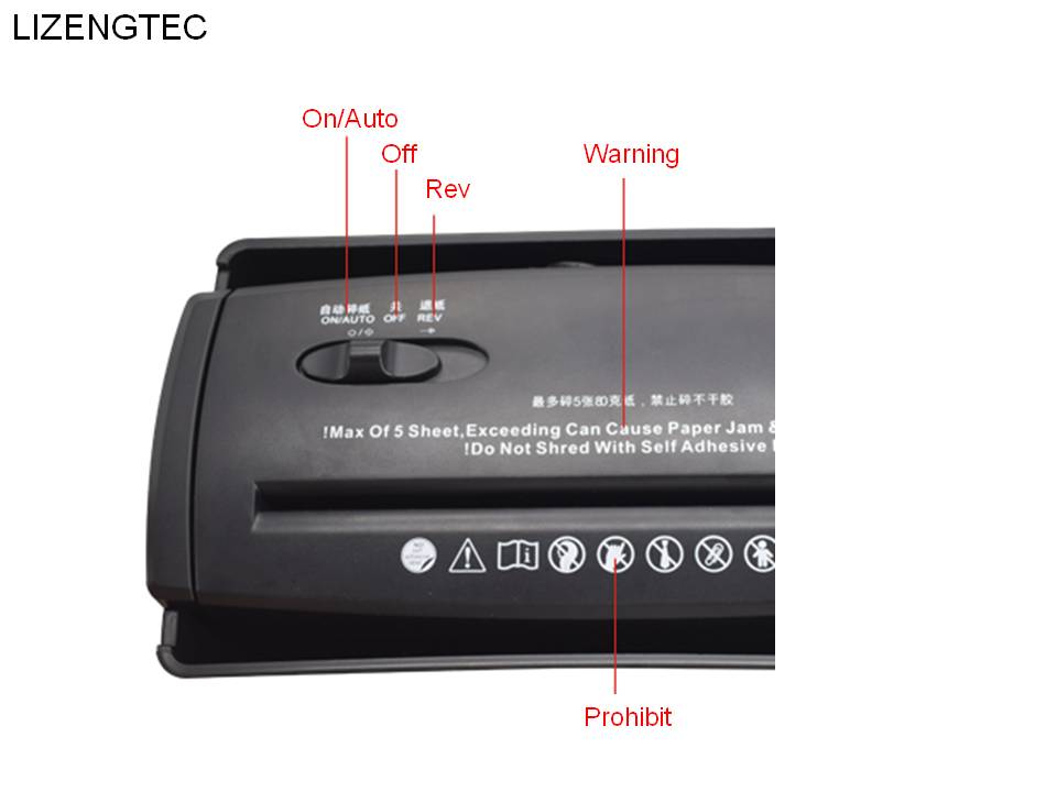 LIZENGTEC Multi-functional A4 Electricity Paper Shredder 2 Level Secrecy 6.8mm