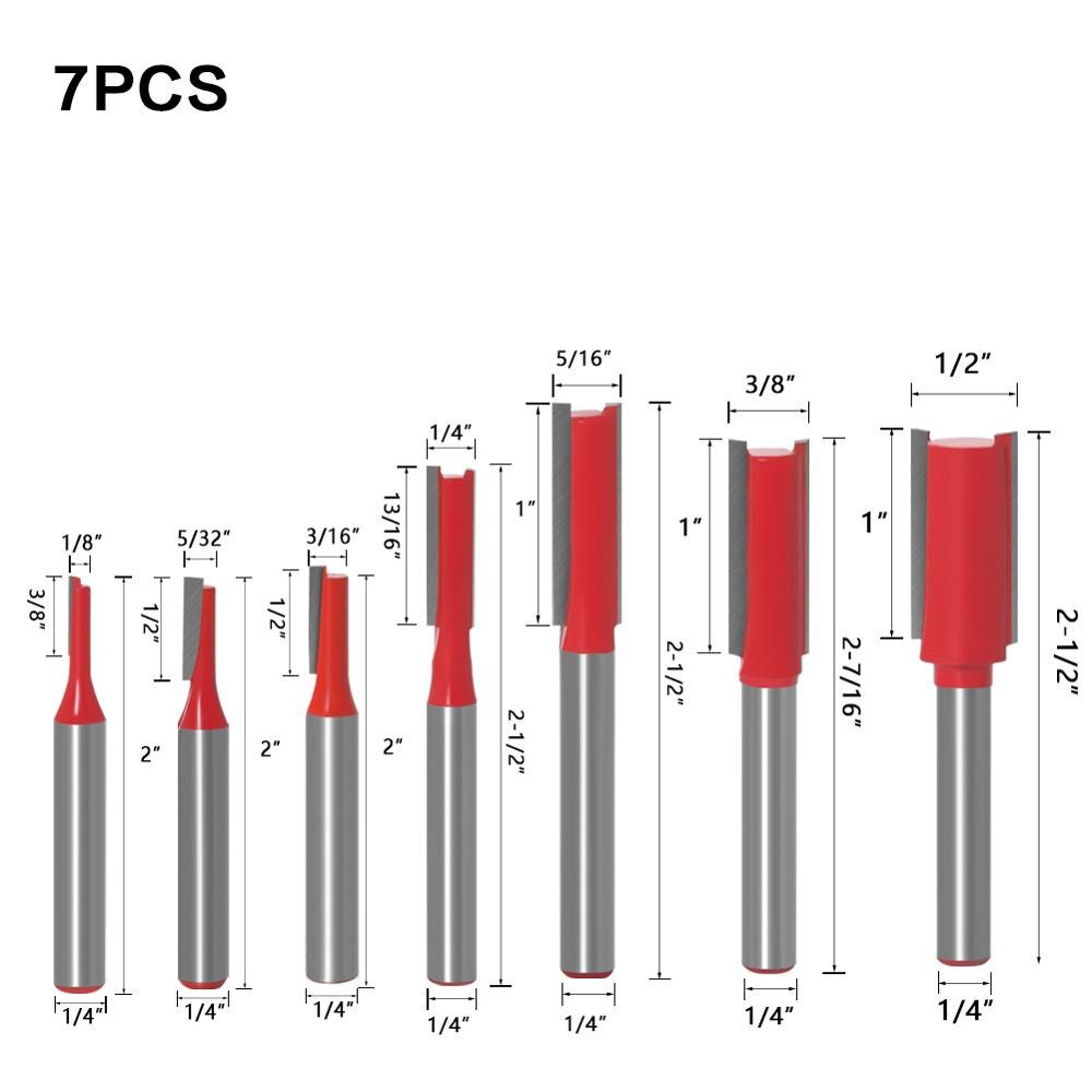 1/4 Inch Schacht Rechte Bit Hardmetalen Enkele Dubbele Fluit Router Bit Hout Frees Voor Houtwerk Tool