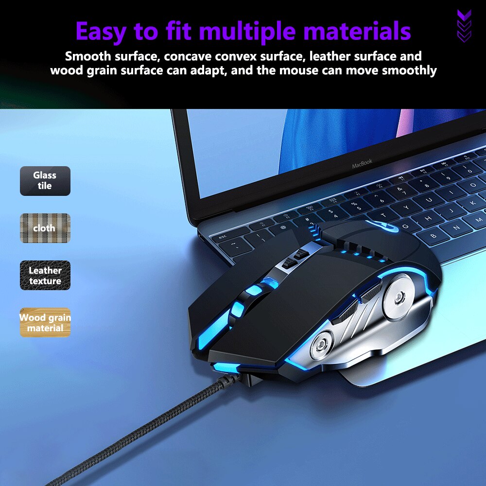Gaming Mouse Mechanical Feel Adjustable 3200DPI LED Color Wired USB Mice For PC Laptop Gamer