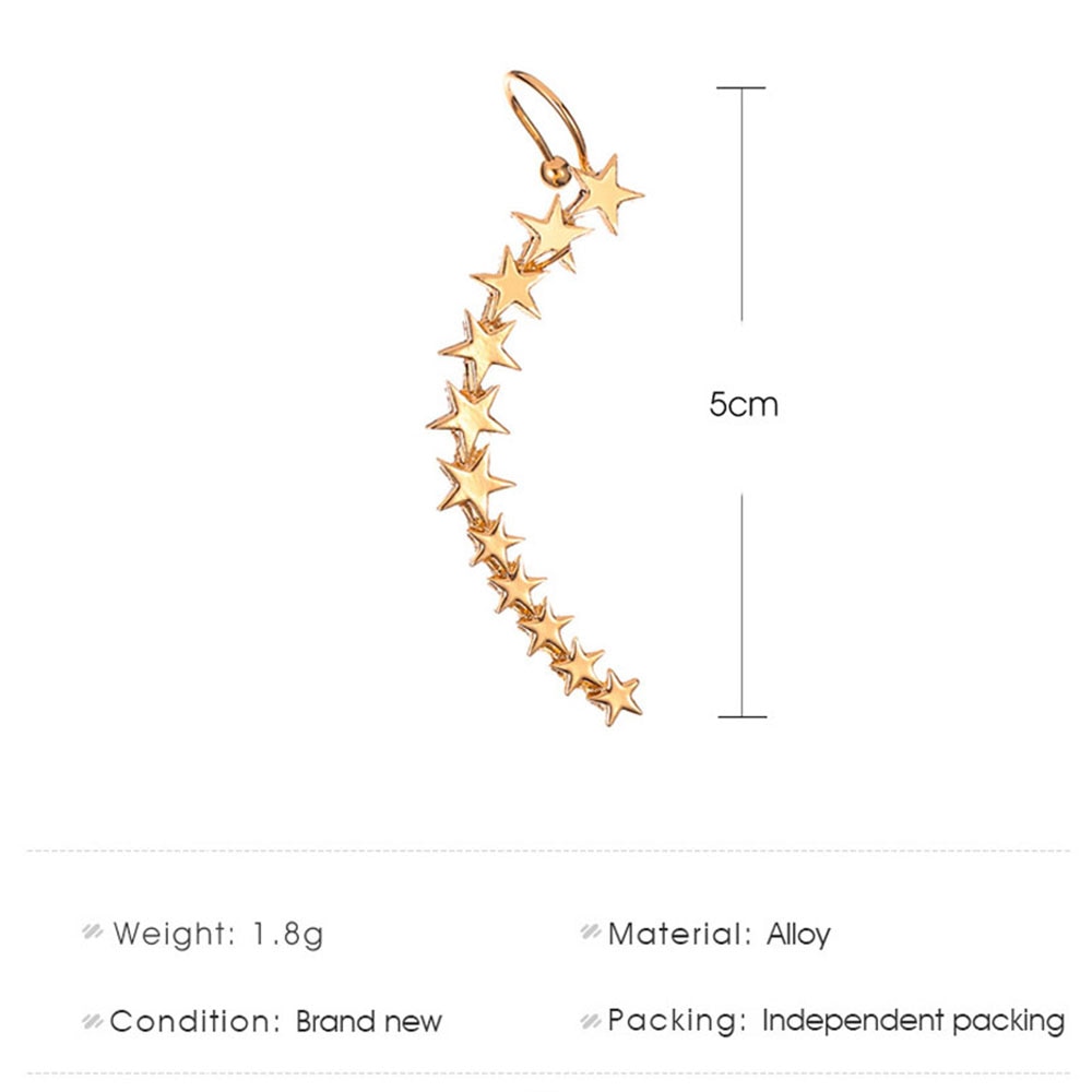 Mode Gouden Kleur Ster Vorm Lange Oor Manchetten Bohemian Clip Op Oor Manchet Voor Vrouwen Earring Clips Sieraden