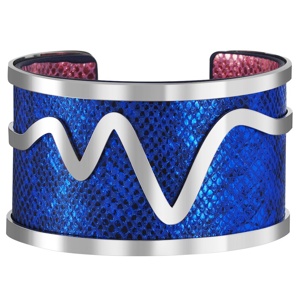 Brazalete de botón magnético intercambiable para mujer, pulsera de cuero de PU, pulseras de joyería india de Georgettes, brazaletes de amor para mujer: 4CM-G