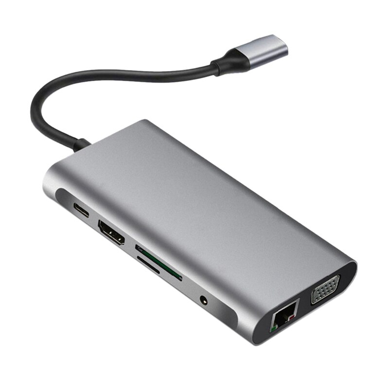 10 in 1 USB C HUB, Multi-Function Docking Station, USB C Hub PD Fast Charging, for PC, Laptop, TV, Etc.