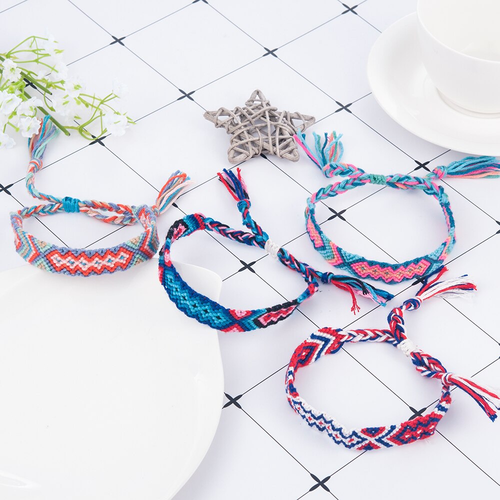 Novo étnico artesanal multicolorido corda tecido trançado pulseira de amizade bracciali ragazza pulseras com ojo turco