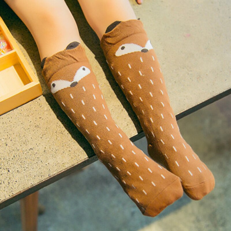 1 par unisex nydelig søt tegneserie rev barn babysokker kne jente gutt baby småbarn sokker dyr spedbarn myke bomullssokker 0-3 y