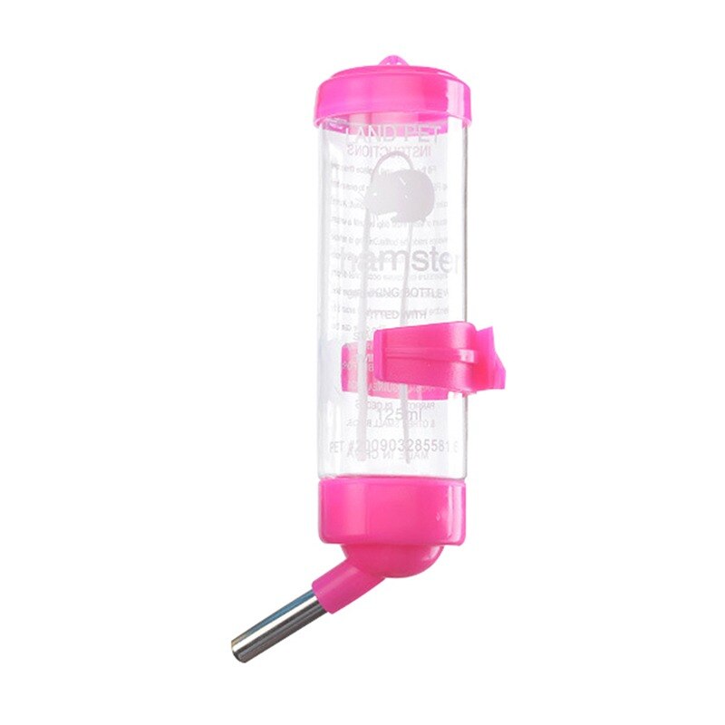 Bebedero de plástico para hámster, botella de agua para animales pequeños, accesorios para mascotas: Pink